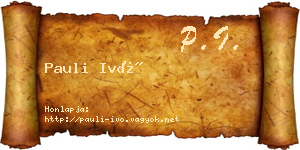 Pauli Ivó névjegykártya